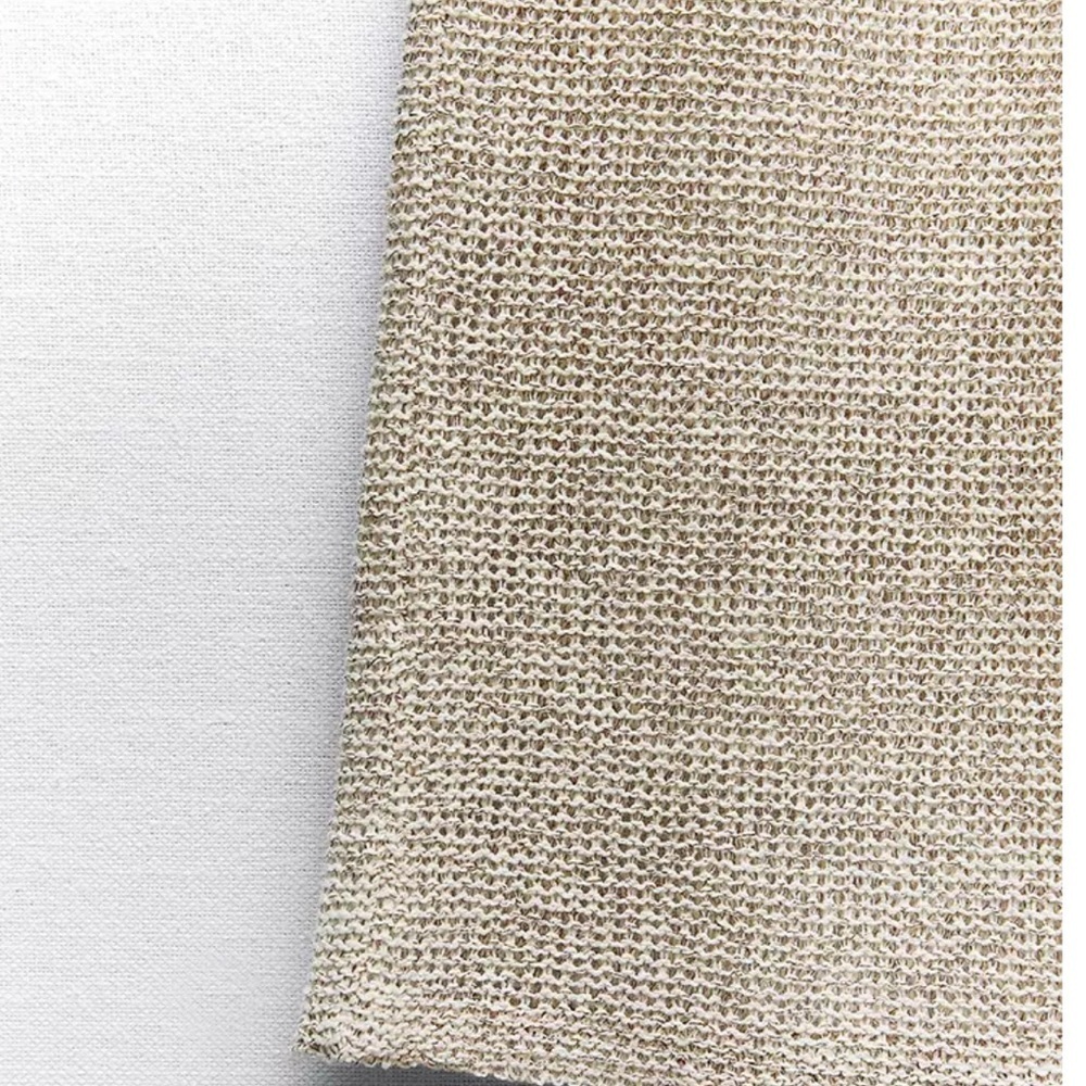 Zara NWT Beige Textured Bouclé Wide Leg Pants Size M - Picture 3 of 8